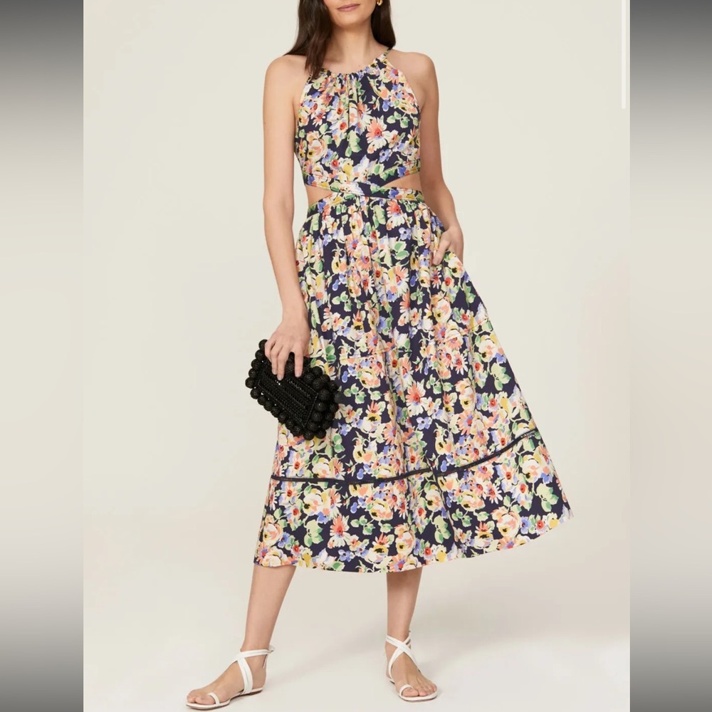 Something Navy floral Cut Out Dress